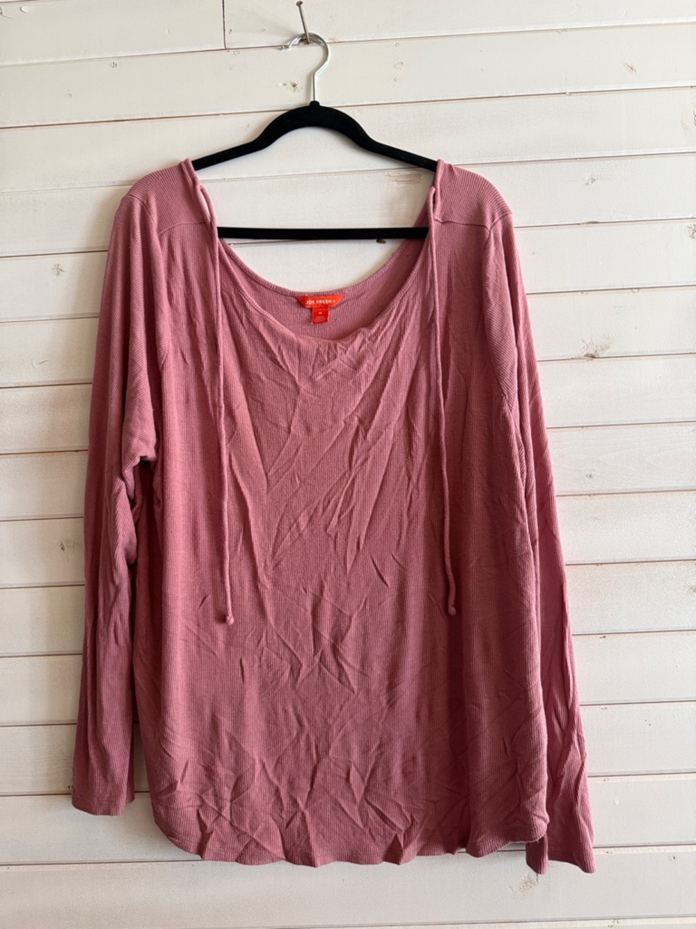 Joe Fresh Dusty Rose Scoop Neck Long Sleeve Hoodie Top
